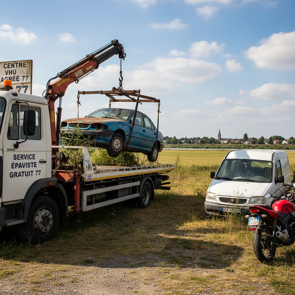 Epaviste gratuit, Enl&egrave;vement v&eacute;hicule hors d'usage, Destruction voiture Seine-et-Marne, Enlever voiture gratuite Champagne-sur-Seine, Centre VHU agr&eacute;&eacute; 77
