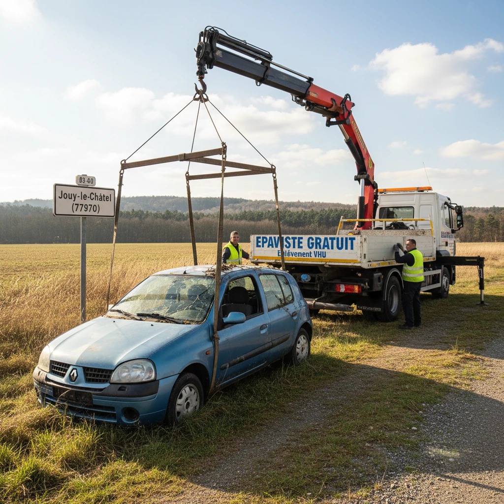 Epaviste gratuit, Enl&egrave;vement de v&eacute;hicule hors d'usage, Epaviste Jouy-le-Ch&acirc;tel 77970, Destruction de voiture gratuite Seine-et-Marne, Centre VHU agr&eacute;&eacute;